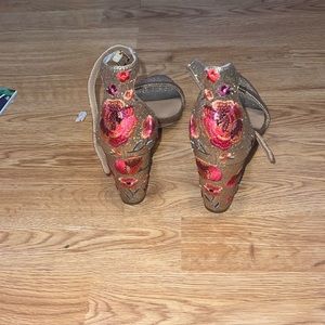 Glittery floral heels